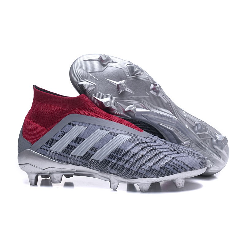 Pogba PP adidas Predator 18+ FG fodboldstøvler til børn - Grå Rød_1.jpg